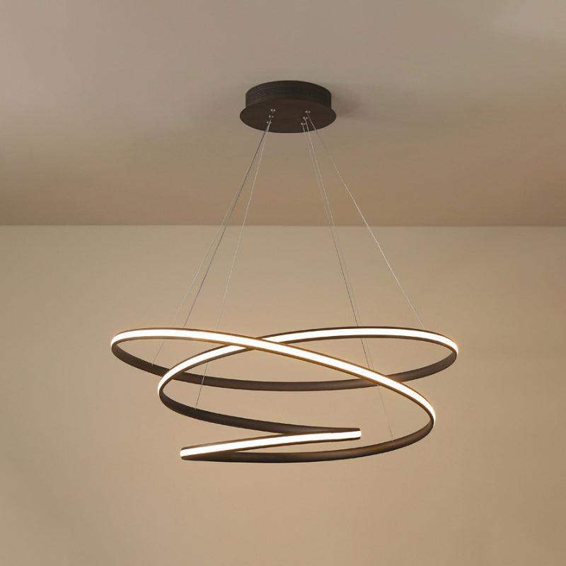 Acrylic Spiral Chandelier Light Simplicity LED Coffee Pendant - Rebooters