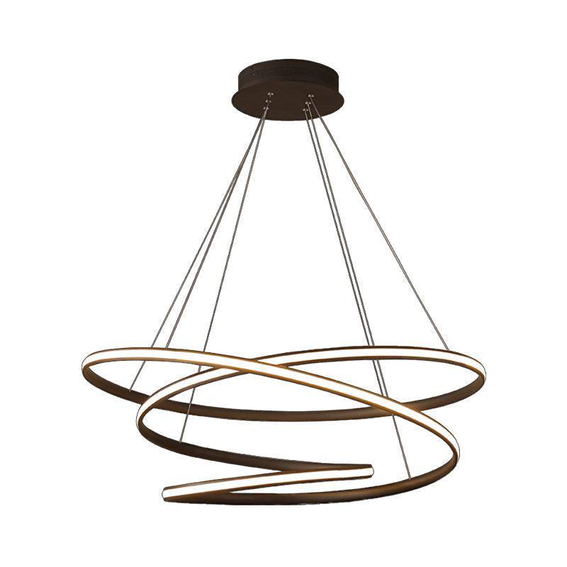 Acrylic Spiral Chandelier Light Simplicity LED Coffee Pendant - Rebooters
