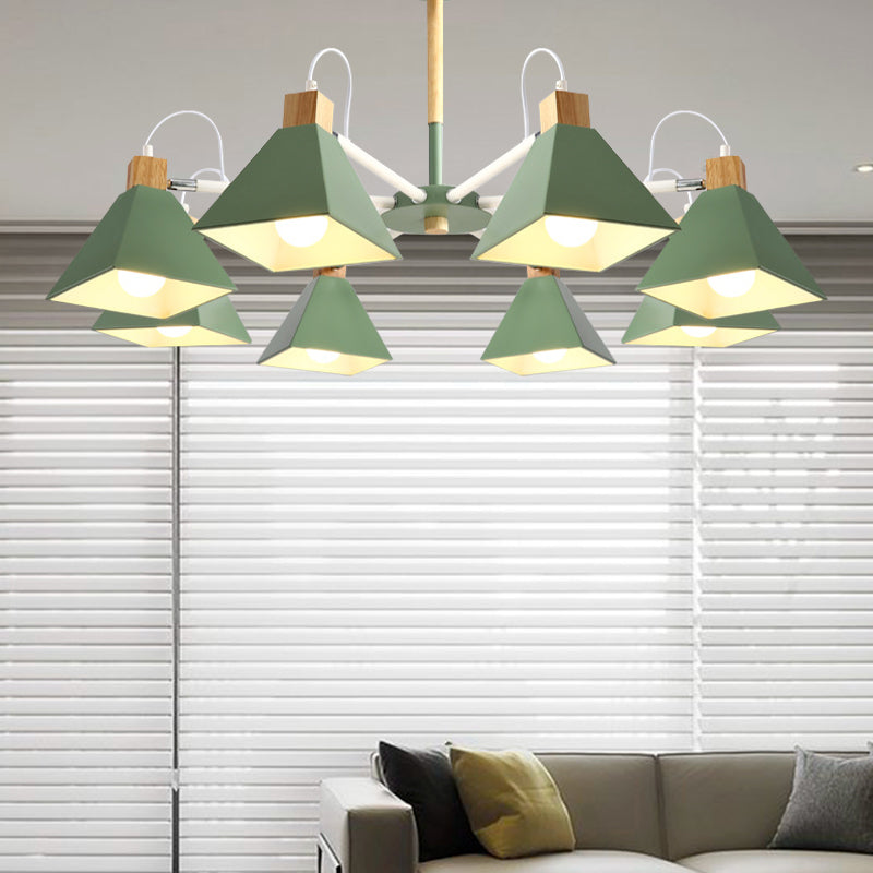 Undertint Pyramid Shade Chandelier Eight-Head Macaron Metal Light - Rebooters