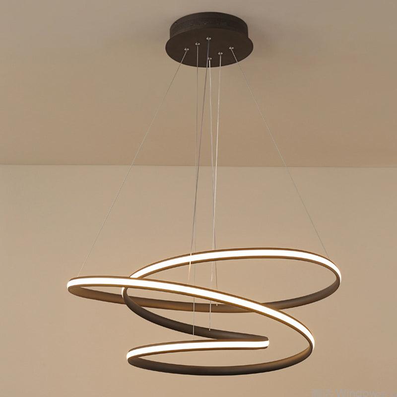 Acrylic Spiral Chandelier Light Simplicity LED Coffee Pendant - Rebooters
