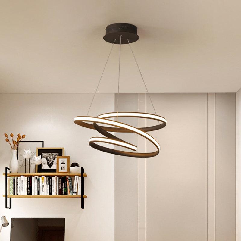 Acrylic Spiral Chandelier Light Simplicity LED Coffee Pendant - Rebooters