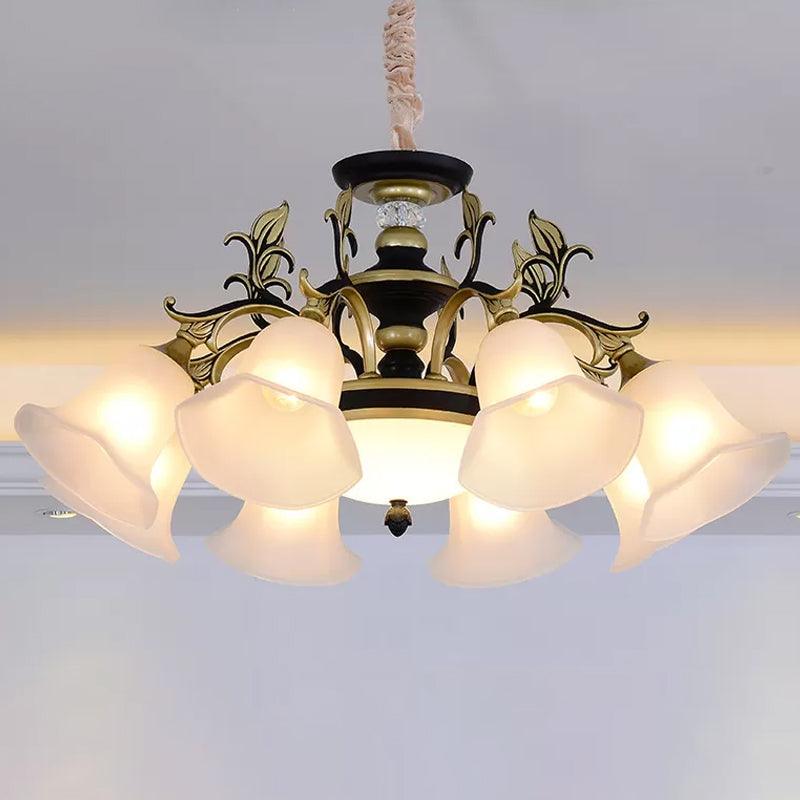 Bellflower Frosted White Glass Chandelier Farmhouse Light - Rebooters
