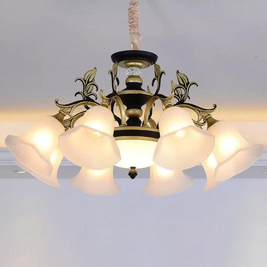 Bellflower Frosted White Glass Chandelier Farmhouse Light - Rebooters