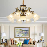 Bellflower Frosted White Glass Chandelier Farmhouse Light - Rebooters