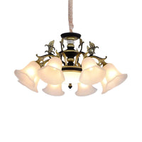 Bellflower Frosted White Glass Chandelier Farmhouse Light - Rebooters