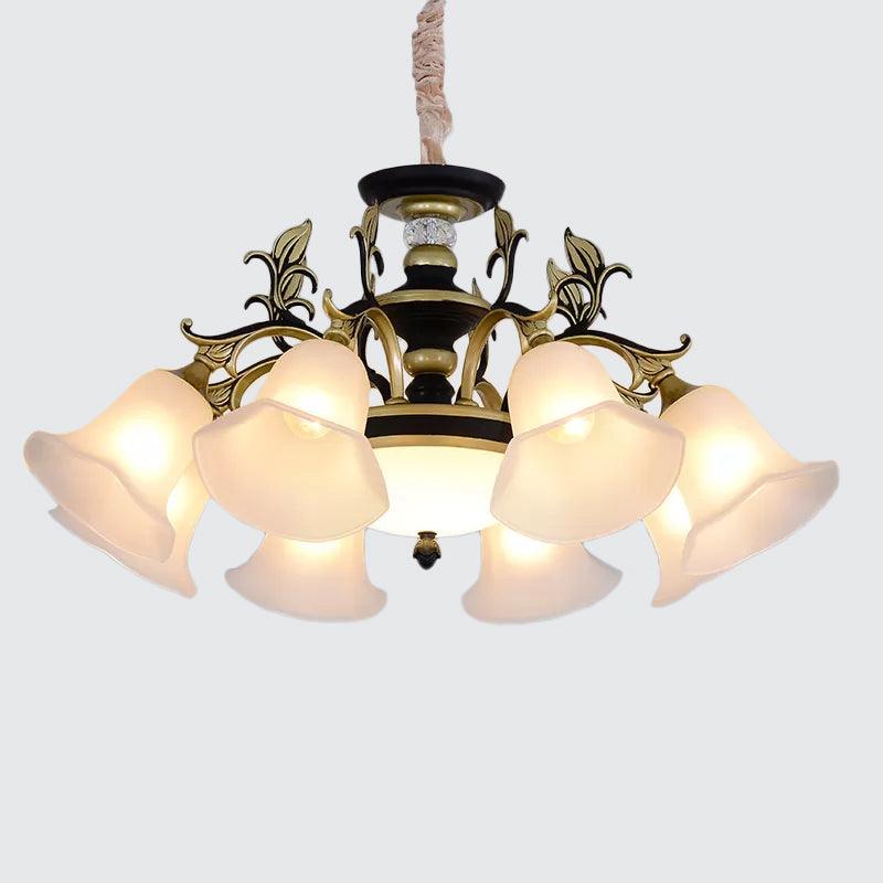 Bellflower Frosted White Glass Chandelier Farmhouse Light - Rebooters