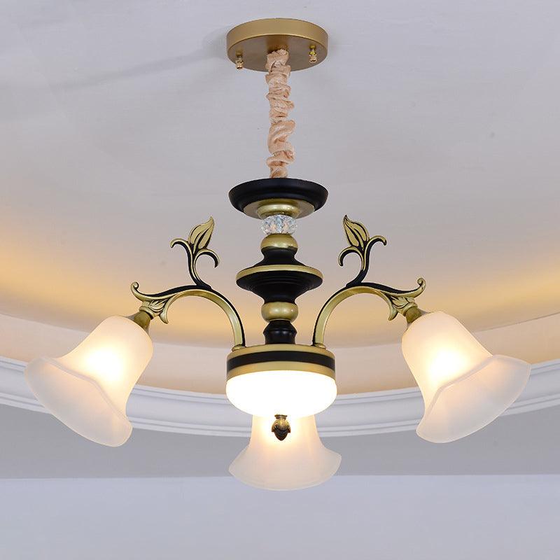 Bellflower Frosted White Glass Chandelier Farmhouse Light - Rebooters