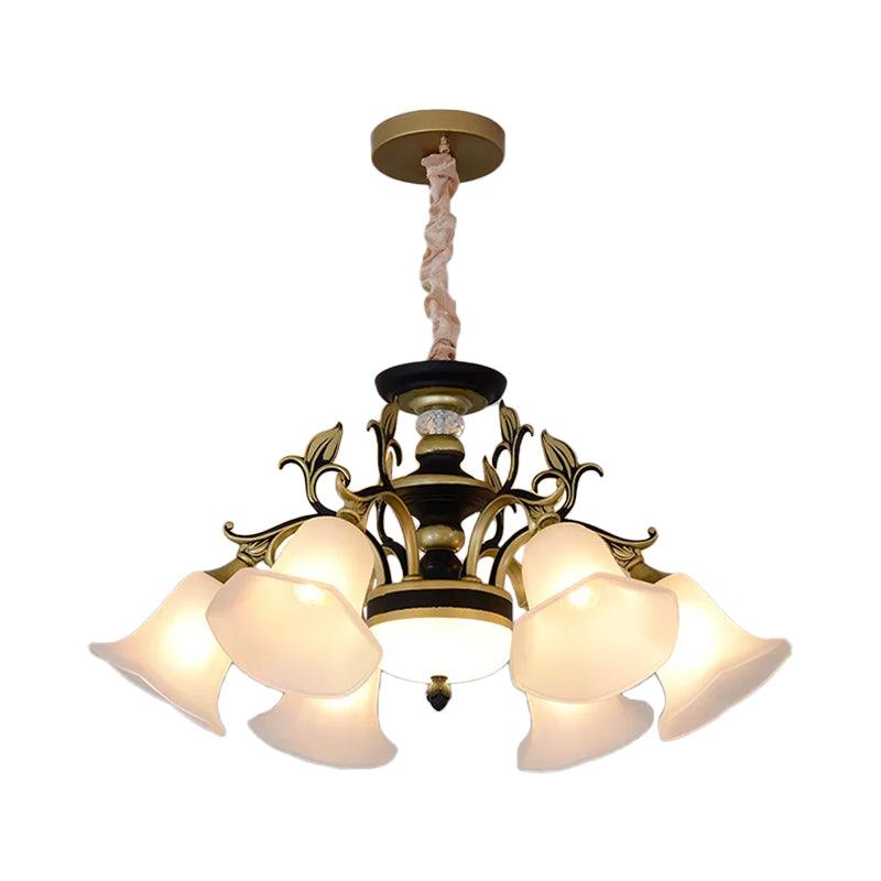 Bellflower Frosted White Glass Chandelier Farmhouse Light - Rebooters