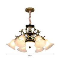 Bellflower Frosted White Glass Chandelier Farmhouse Light - Rebooters