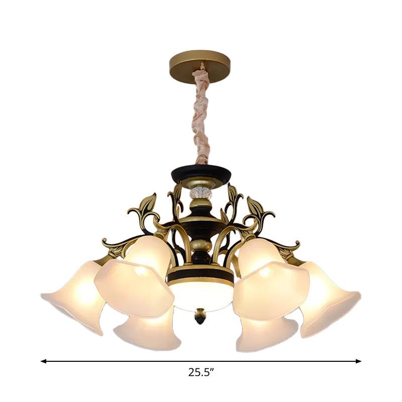 Bellflower Frosted White Glass Chandelier Farmhouse Light - Rebooters