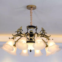 Bellflower Frosted White Glass Chandelier Farmhouse Light - Rebooters