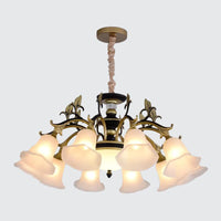 Bellflower Frosted White Glass Chandelier Farmhouse Light - Rebooters
