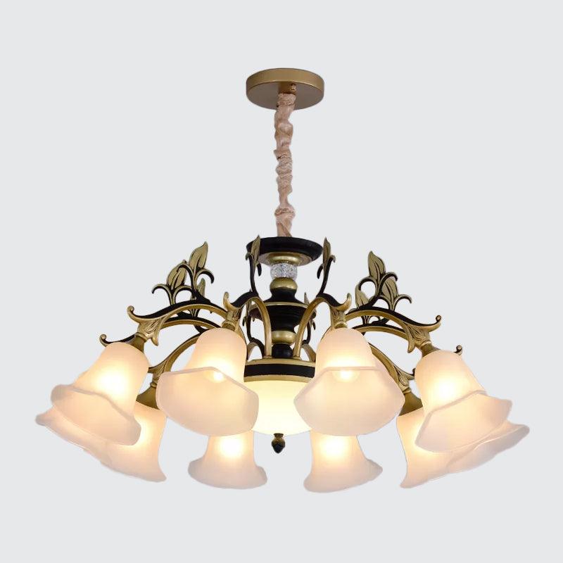Bellflower Frosted White Glass Chandelier Farmhouse Light - Rebooters