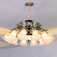 Bellflower Frosted White Glass Chandelier Farmhouse Light - Rebooters