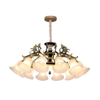 Bellflower Frosted White Glass Chandelier Farmhouse Light - Rebooters