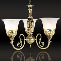 Bell Restaurant Chandelier Lamp Antique Opaline Glass 3-Head Pendant Light - Rebooters