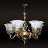 5 Lights Bell Up Chandelier Traditional Bronze Alabaster Glass Lamp - Rebooters