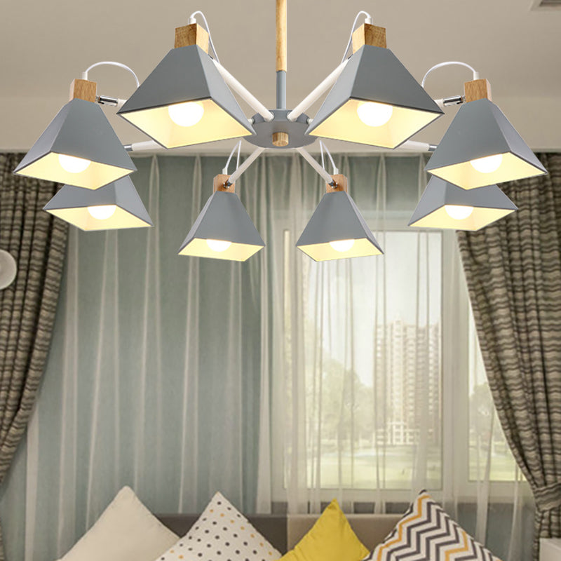 Undertint Pyramid Shade Chandelier Eight-Head Macaron Metal Light - Rebooters