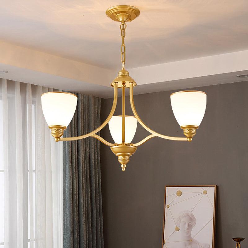 3/6/8-Light Milky Glass Chandelier Classic Black Gold Pendant - Rebooters