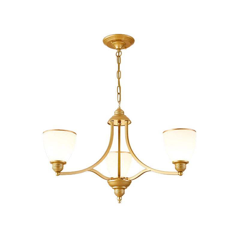 3/6/8-Light Milky Glass Chandelier Classic Black Gold Pendant - Rebooters