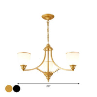 3/6/8-Light Milky Glass Chandelier Classic Black Gold Pendant - Rebooters