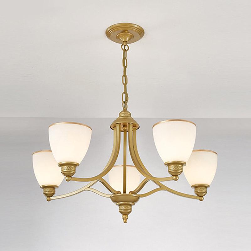 3/6/8-Light Milky Glass Chandelier Classic Black Gold Pendant - Rebooters