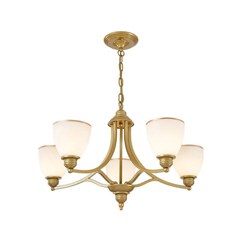 3/6/8-Light Milky Glass Chandelier Classic Black Gold Pendant - Rebooters