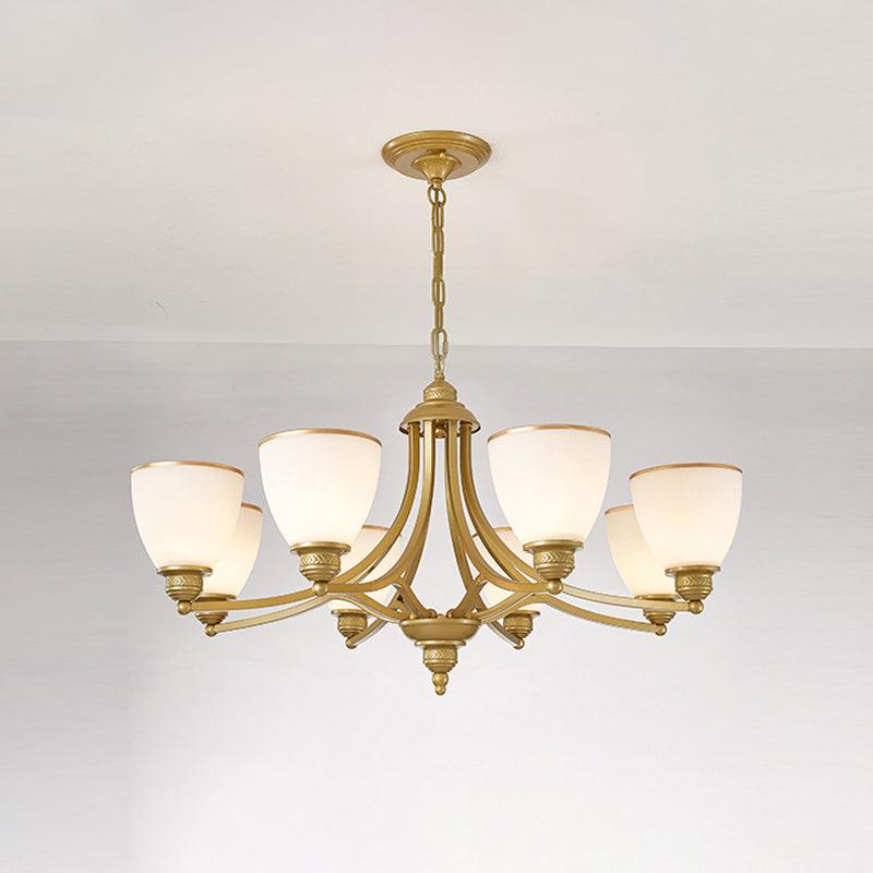 3/6/8-Light Milky Glass Chandelier Classic Black Gold Pendant - Rebooters