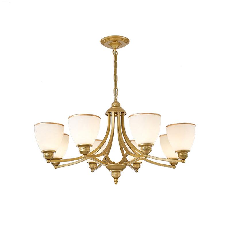 3/6/8-Light Milky Glass Chandelier Classic Black Gold Pendant - Rebooters