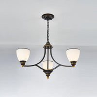 3/6/8-Light Milky Glass Chandelier Classic Black Gold Pendant - Rebooters