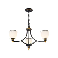 3/6/8-Light Milky Glass Chandelier Classic Black Gold Pendant - Rebooters