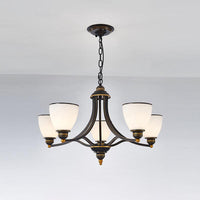 3/6/8-Light Milky Glass Chandelier Classic Black Gold Pendant - Rebooters