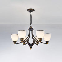 3/6/8-Light Milky Glass Chandelier Classic Black Gold Pendant - Rebooters