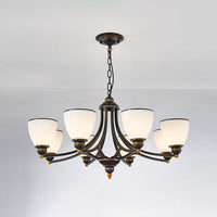 3/6/8-Light Milky Glass Chandelier Classic Black Gold Pendant - Rebooters