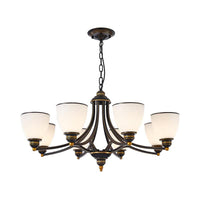 3/6/8-Light Milky Glass Chandelier Classic Black Gold Pendant - Rebooters
