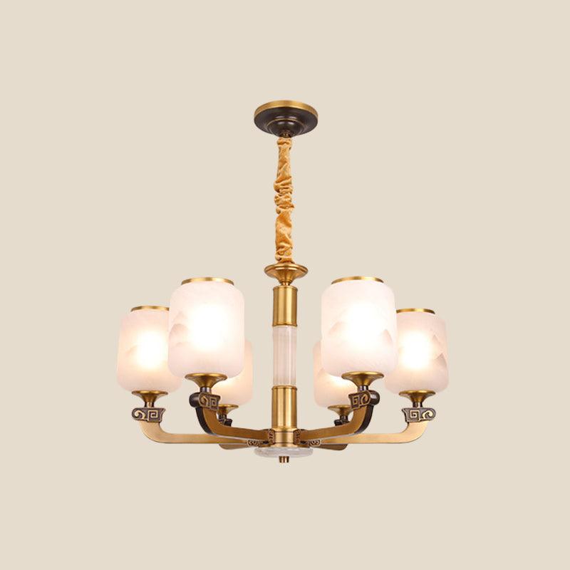 Frosted Glass Cylinder Pendant Light Retro 6/8-Bulb Chandelier - Rebooters