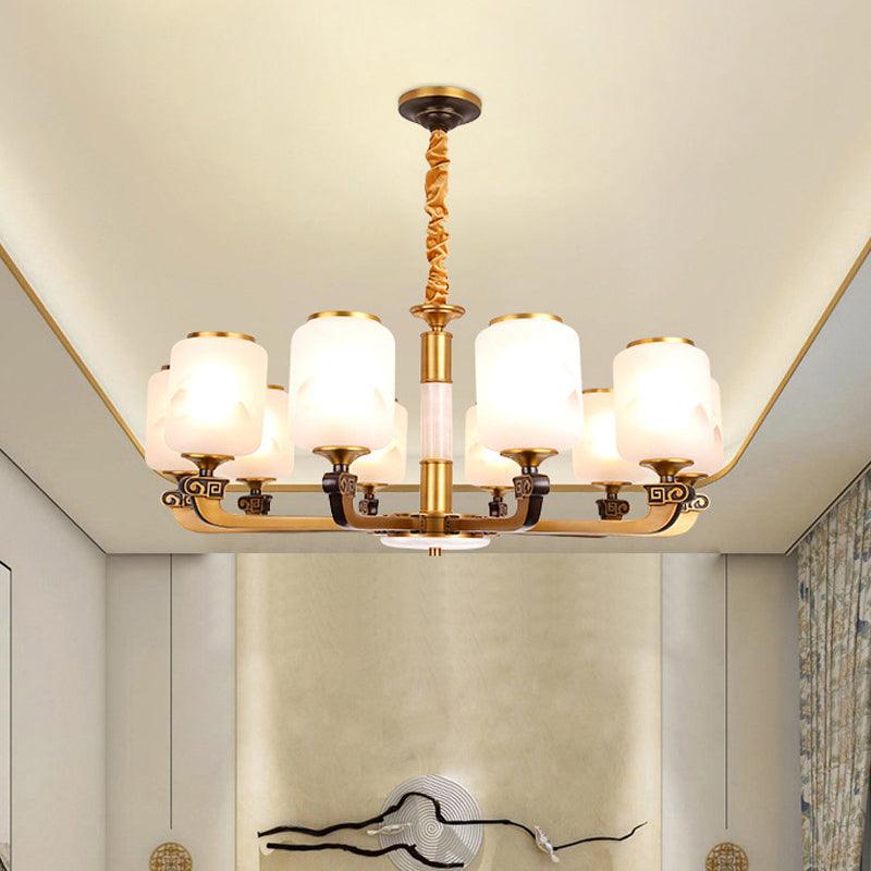 Frosted Glass Cylinder Pendant Light Retro 6/8-Bulb Chandelier - Rebooters