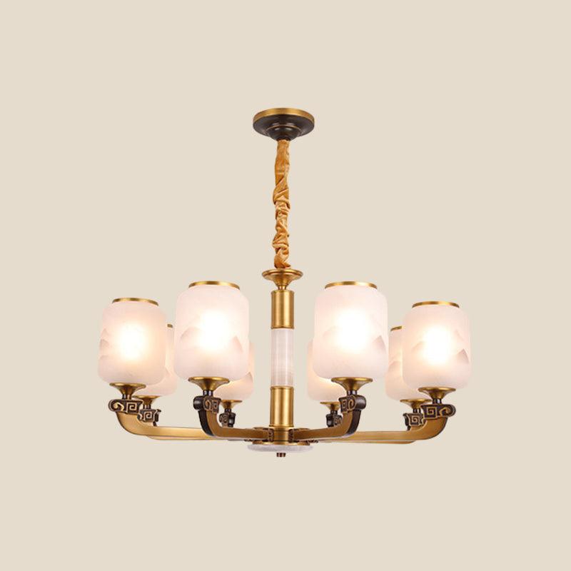 Frosted Glass Cylinder Pendant Light Retro 6/8-Bulb Chandelier - Rebooters