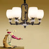 Black Bell Suspension Lighting Vintage Cream Glass Chandelier - Rebooters