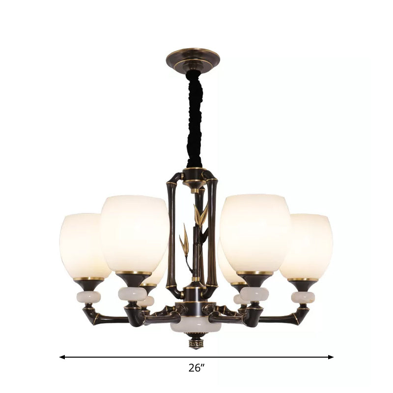 Black Bell Suspension Lighting Vintage Cream Glass Chandelier - Rebooters