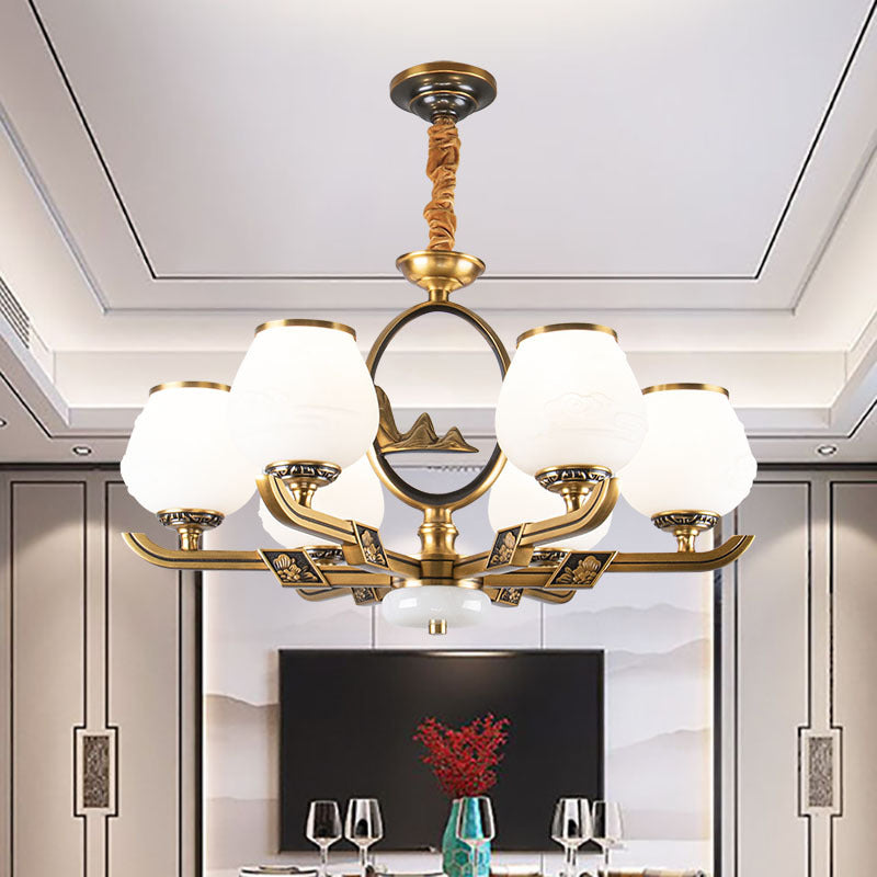 6 Lights Chandelier Lamp Traditional Dining Room Light Brass - Rebooters