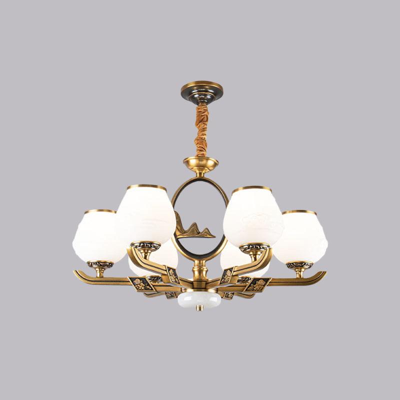 6 Lights Chandelier Lamp Traditional Dining Room Light Brass - Rebooters