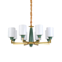 3/8/12 Lights Cylindrical Chandelier Retro Emerald White Glass - Rebooters