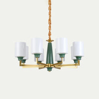 3/8/12 Lights Cylindrical Chandelier Retro Emerald White Glass - Rebooters