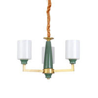 3/8/12 Lights Cylindrical Chandelier Retro Emerald White Glass - Rebooters