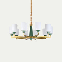 3/8/12 Lights Cylindrical Chandelier Retro Emerald White Glass - Rebooters