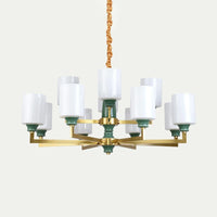 3/8/12 Lights Cylindrical Chandelier Retro Emerald White Glass - Rebooters