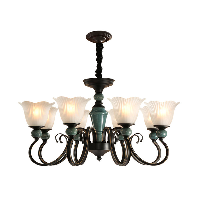 Farmhouse Blossom Up Chandelier 3/8/12 Heads Blackish Green - Rebooters