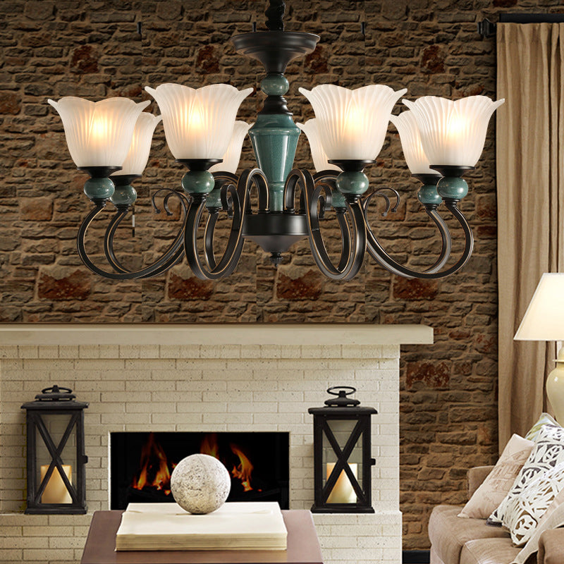 Farmhouse Blossom Up Chandelier 3/8/12 Heads Blackish Green - Rebooters