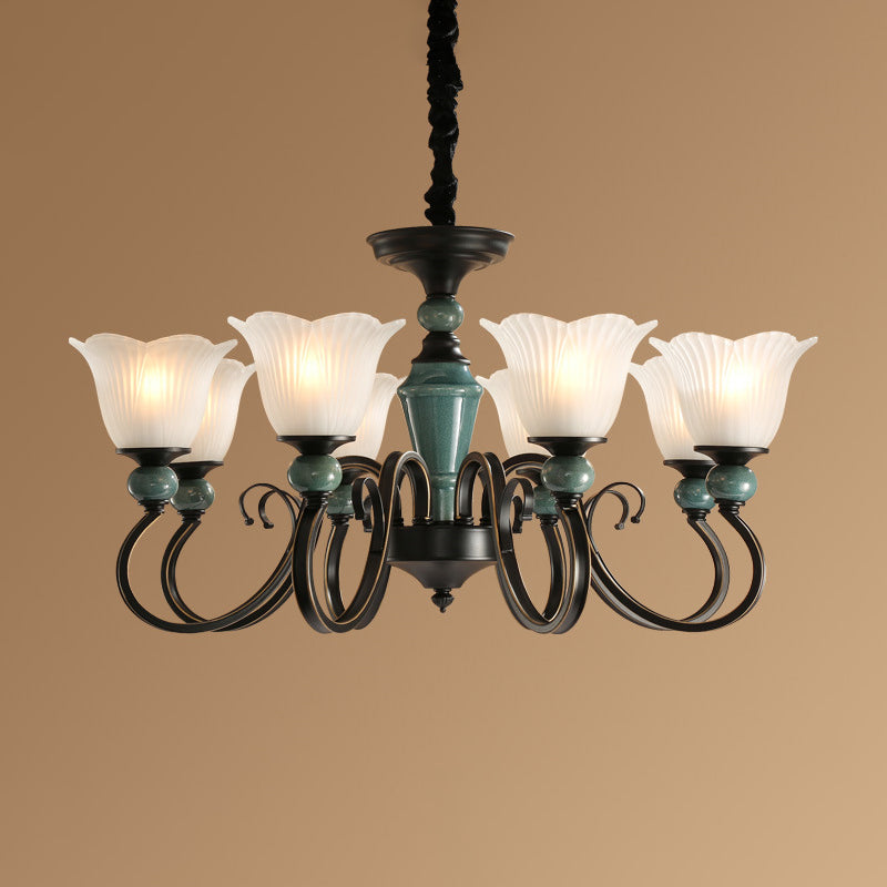 Farmhouse Blossom Up Chandelier 3/8/12 Heads Blackish Green - Rebooters